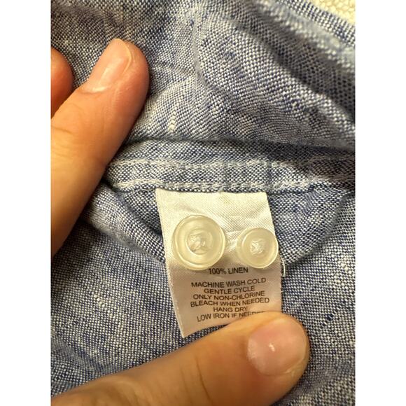 Untuckit Shirt Mens Sz XL Blue Slim Fit 100% Linen Button Up Long Sleeve *FLAW* - Picture 5 of 11